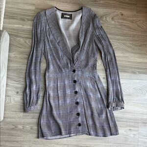 Reformation Plaid V-Neck Button-Down Dress